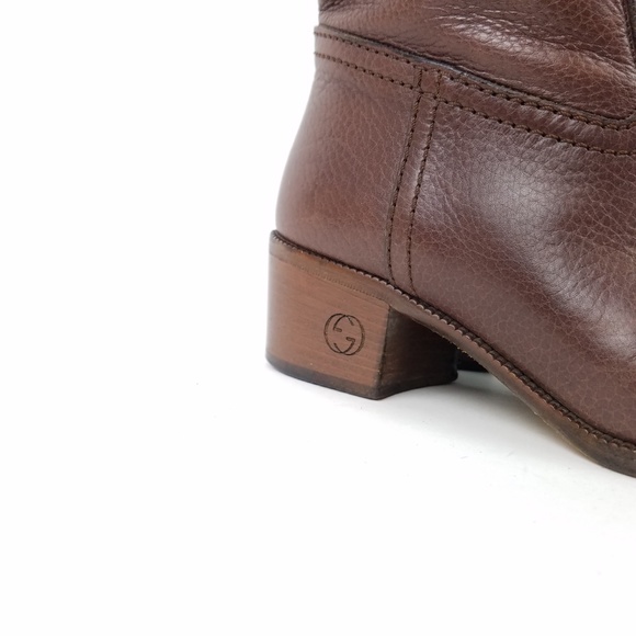 Gucci Brown Over the Knee Boots Sleek Leather Design - Picture 5 of 8